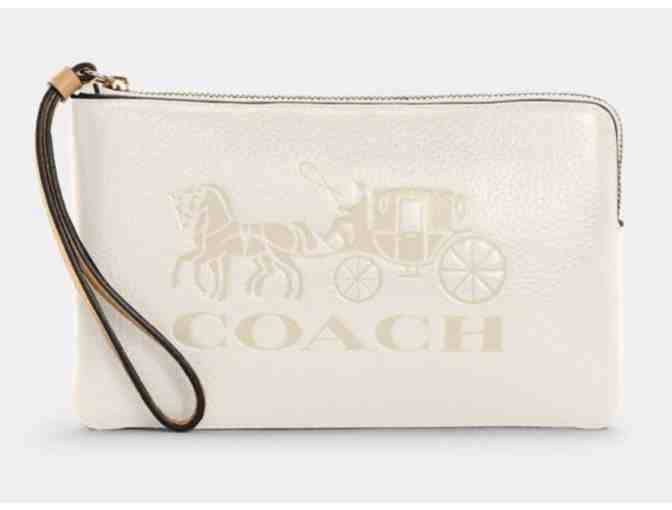 Coach Large Corner Zip Wristlet With Horse And Carriage - Photo 1