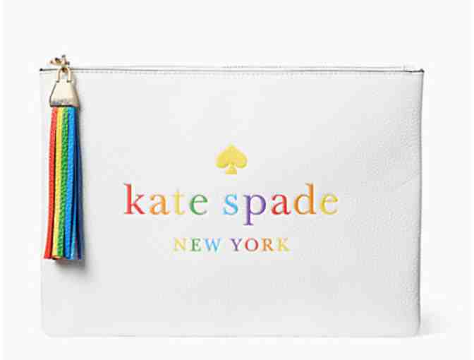 Kate Spade kourtney rainbow logo large tassel pouch