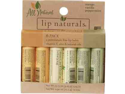 Lip Naturals Variety Lip Balm Set 6-Pack Vanilla, Mango, Peppermint