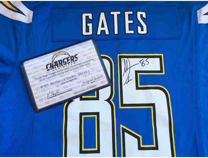 Antonio Gates signed blue official Charger Jersey