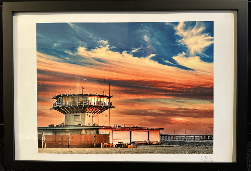 Framed artwork by Jake Sarfaty, 13 x 19 print "Venice Lifeguard
