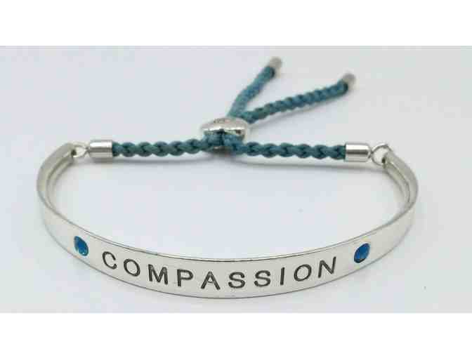 Brighton Silvertone And Blue Cord Colorcast Pull Bracelet, Compassion