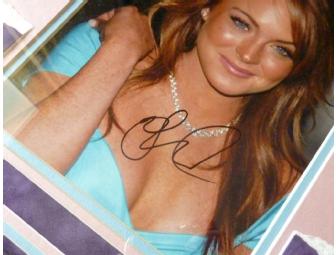 Signed Lindsay Lohan Photograph and early movie collage
