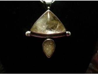 Druzy and Dendrite Pendant Set in Sterling Silver