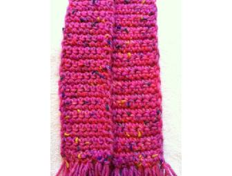 Girls Crocheted Scarf - Hot Pink
