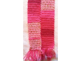 Girls Crocheted Scarf - Pink Multi