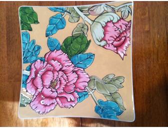 Hand Painted Peony Platter