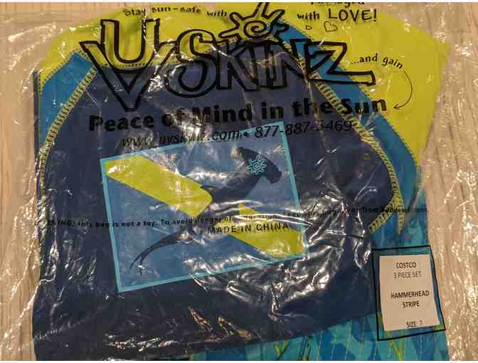 Boys 3pc Sun and Swin Set, UV Skinz Hammerhead Size 7