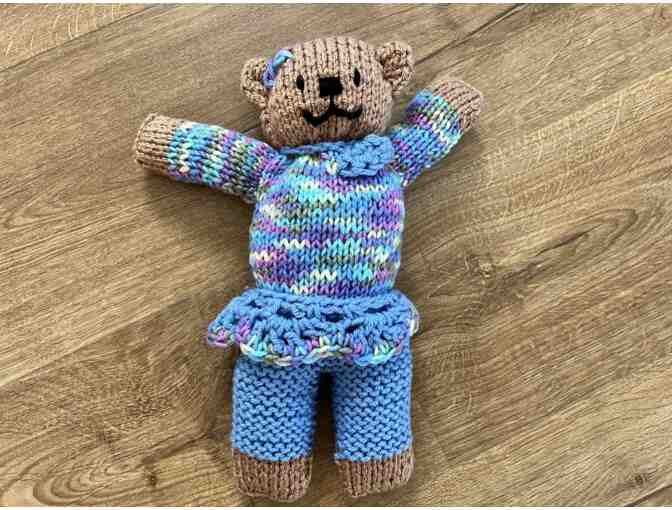 Handknit Baby Sweater, Hat & Teddy Bear - Floral