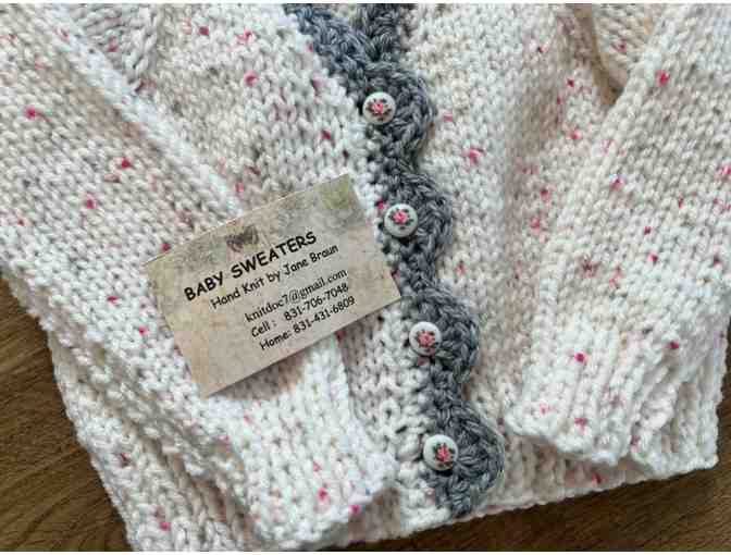 Handknit Baby Sweater, Hat & Teddy Bear - Floral