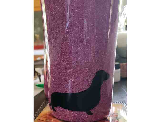 Blue Stainless Tumbler with Dachshunds and Live, Love, Rescue