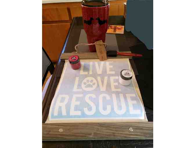 Red Stainless Tumbler with Dachshund and Live, Love, Rescue