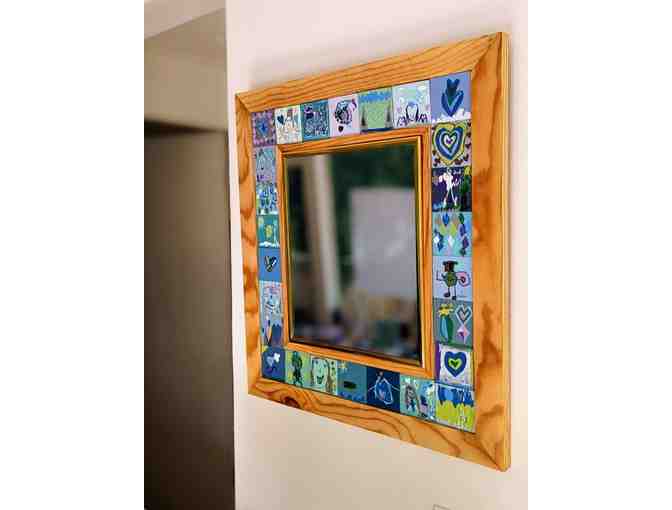 Mrs. Kort's Class Art project: Pinewood framed mirror with tiles