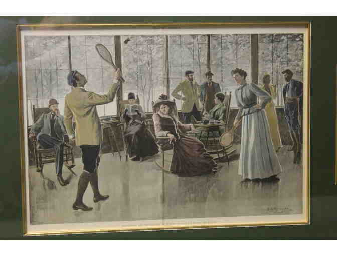 Original Framed Harper's Weekly Article: 'Battledoor and Shuttlecock at Tuxedo'