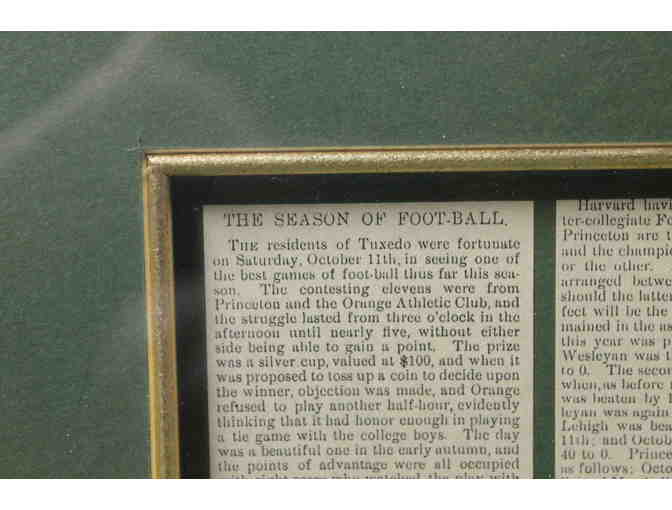 Original Beautifully Framed Harper's Weekly Article: 'Football at Tuxedo'
