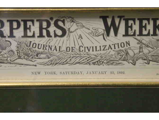 Original Framed Harper's Weekly Article: 'Battledoor and Shuttlecock at Tuxedo'