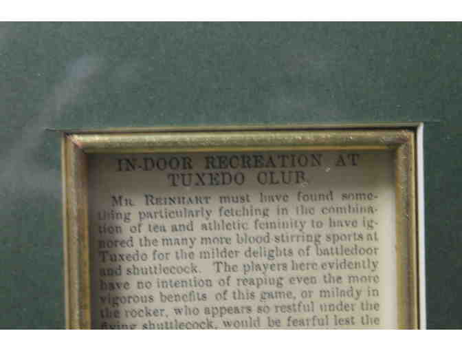 Original Framed Harper's Weekly Article: 'Battledoor and Shuttlecock at Tuxedo'