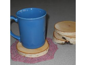Natural Earth Farm & Fiber Studio - set of 4 Handcrafted Birch Coasters & 3 Birch Hooks