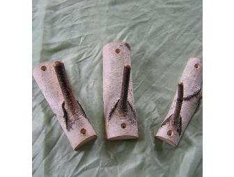 Natural Earth Farm & Fiber Studio - set of 4 Handcrafted Birch Coasters & 3 Birch Hooks