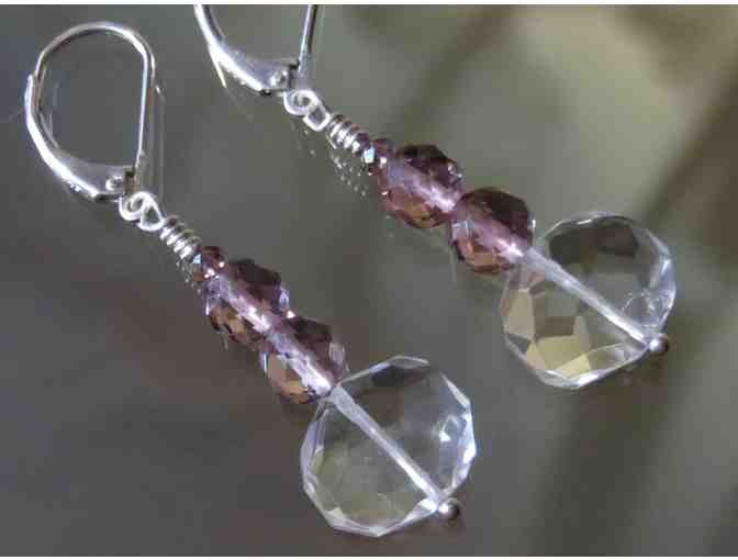 Pink Amethyst &Crystal Quartz Necklace/ Earrings