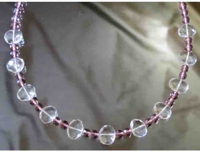 Pink Amethyst &Crystal Quartz Necklace/ Earrings