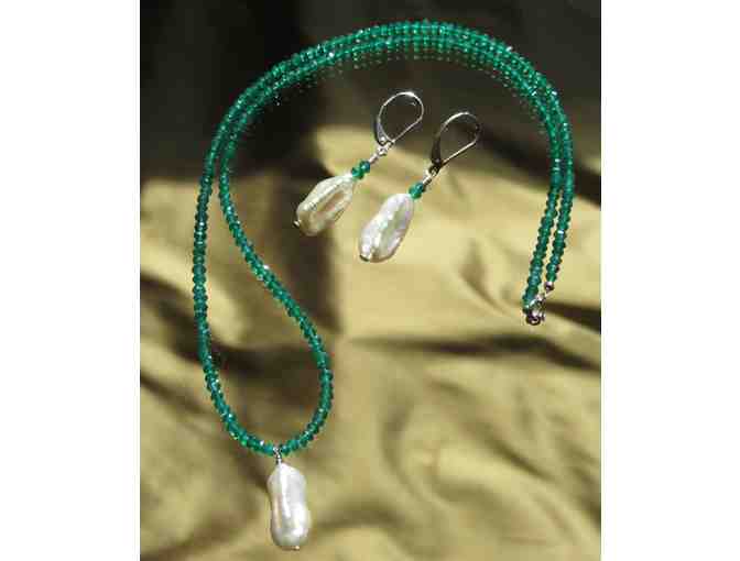 Pearl & Green Agate Earrings by Adrienne Paxton Jewelry Design