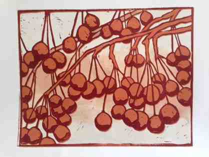 Red and Pink - Variation in Orange/Woodcut Print