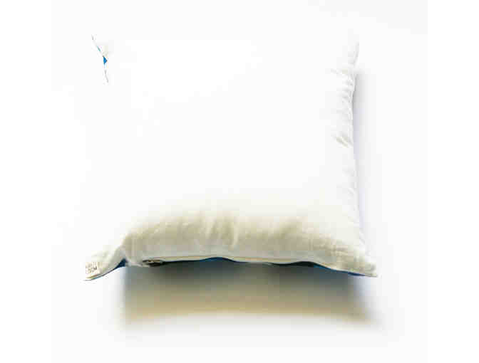 Square Toss Pillow Cover- Blue Ikat Wide Stripe