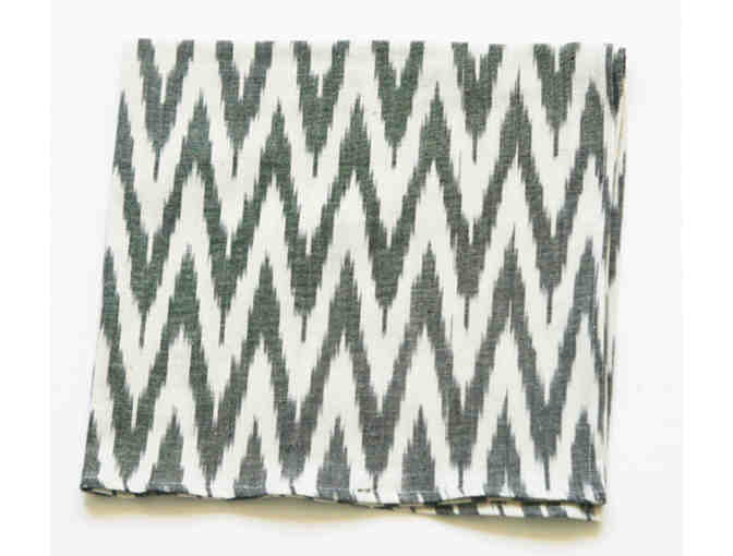Handwoven grey ikat zig zag cloth napkins- set of