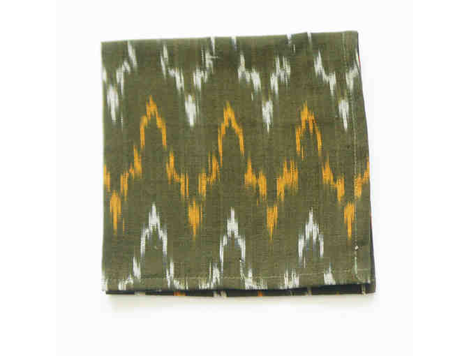Handwoven Cotton Cloth Cocktail Napkin- Green Brown