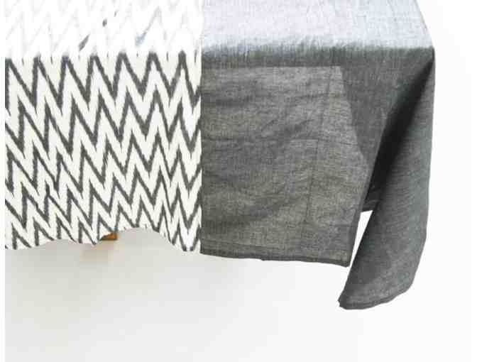 Grey Chevron Handwoven Tablecloth