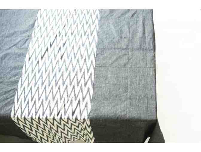 Grey Chevron Handwoven Tablecloth