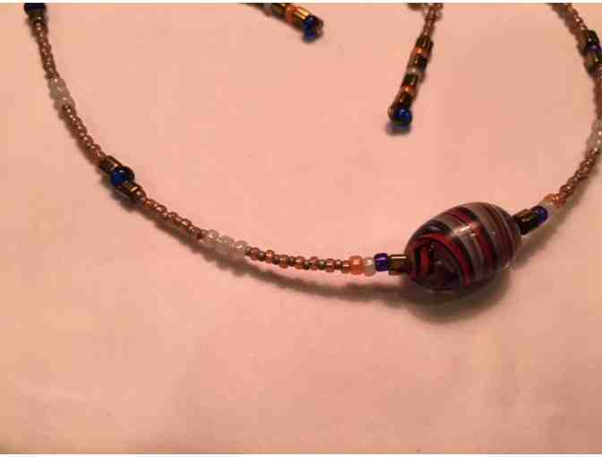 Opalescent handmade beaded Necklace & Earrings by California Artist/Designer