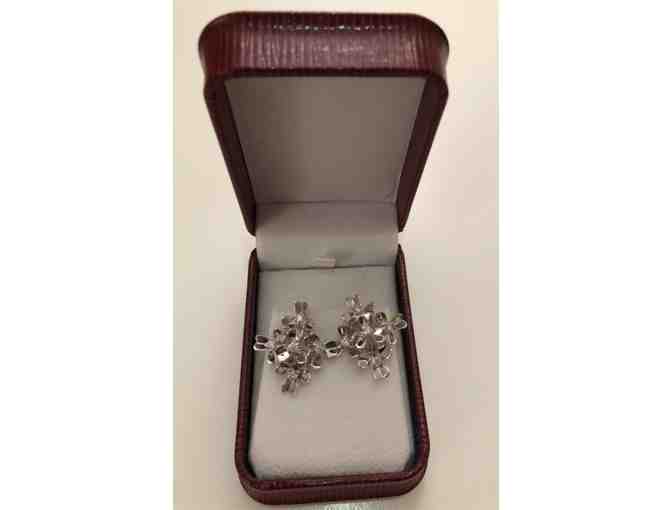 Exquisite 18 K White Gold Encrusted Diamond Earrings, .57 Weight
