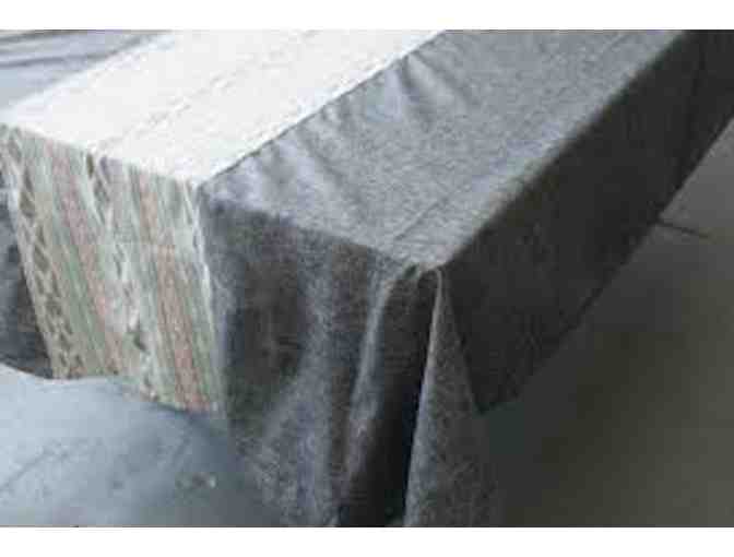 Grey Table Cloth Aqua Pink Ikat Cotton Tablecloth