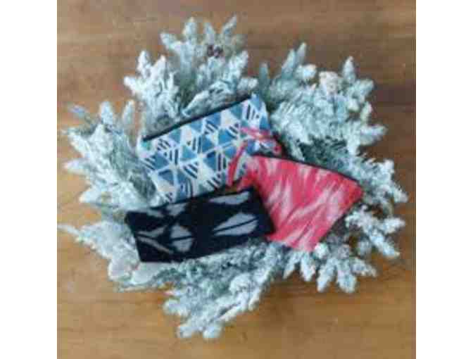 Blue Triangle Block Print Small Zipper Pouch Phone Case Wallet