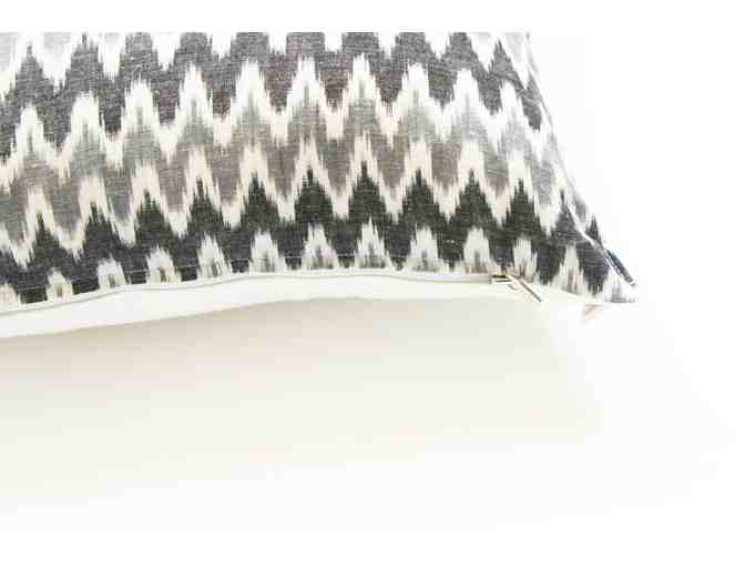 Square Toss Pillow- Grey Ikat Zig Zag Stripe- Handwoven- 20x20 Throw Pillow - Photo 3