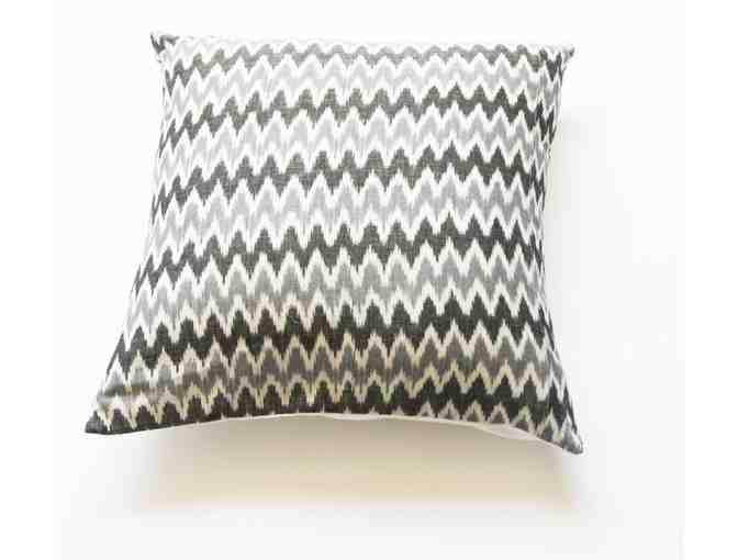 Square Toss Pillow- Grey Ikat Zig Zag Stripe- Handwoven- 20x20 Throw Pillow - Photo 1