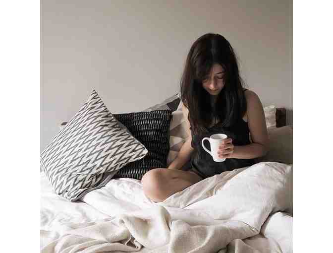 Square Toss Pillow- Grey Ikat Zig Zag Stripe- Handwoven- 20x20 Throw Pillow