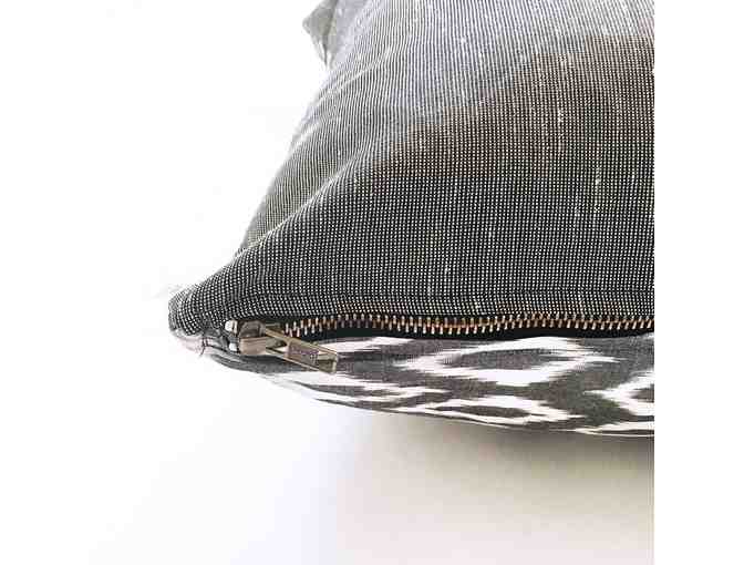 Grey Oval Ikat Pillow Handwoven Cotton Throw