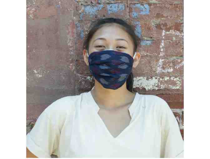 Navy Blue Modern Dot Reusable Hand Dyed + Woven Face Mask by Rustic Loom - Photo 3