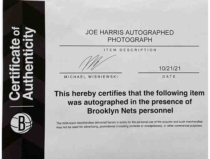 Nets Basketball Autographed Photo of Joe Harris