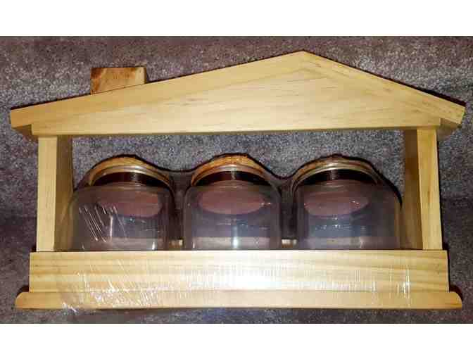 Decorative Jars in Wood Holder
