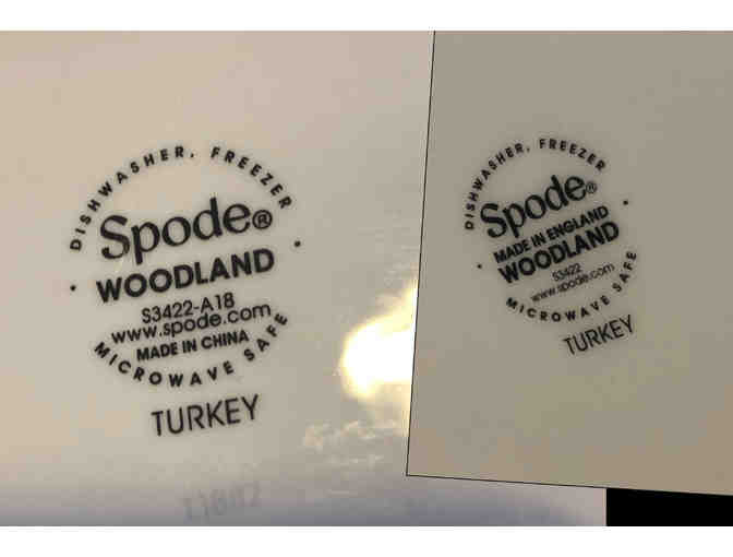 12- Spode Woodland Turkey Round Platter and Cranberry Dish and Thanksgiving kitchen towel - Photo 2