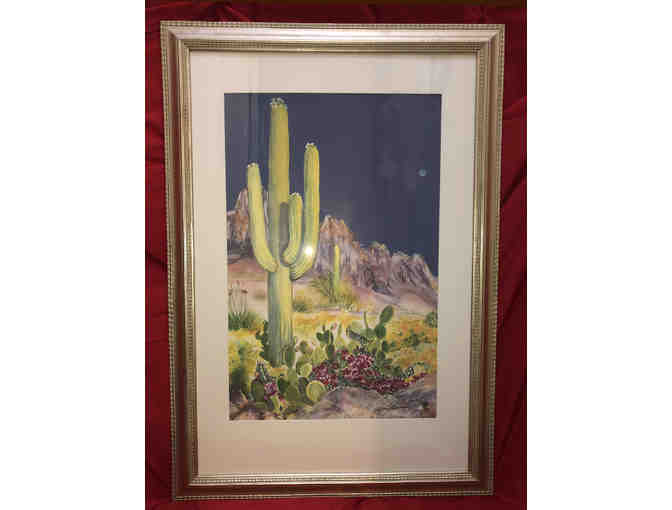 34 - "Saguaro" Large Framed Watercolor Print by Olivia Trejo - Photo 1