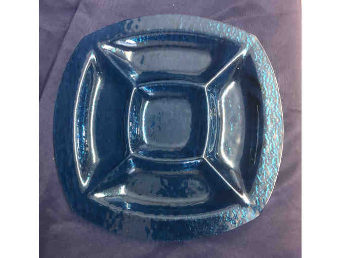 74- Set of Two Lightweight Turquoise Glass Platters