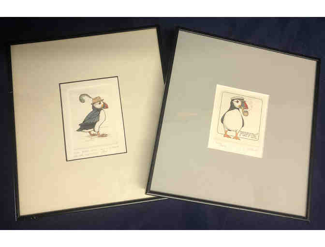 119- Song Birds Are Never Satisfied - Two puffin sketches by Lucius DuBose - Photo 1