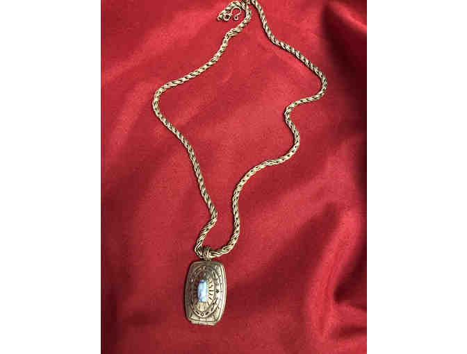 124- Concho style locket necklace