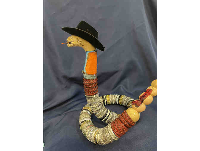 Painted Cowboy Snake Sculpture