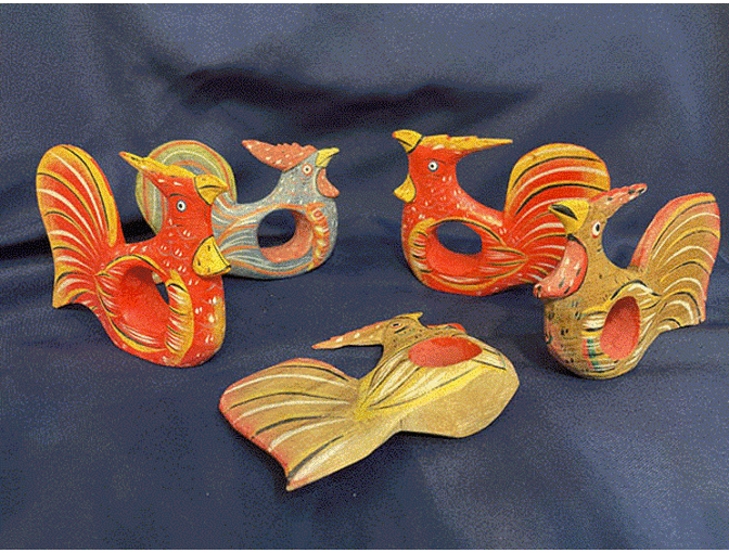 Set of 5 Rooster Napkin Rings